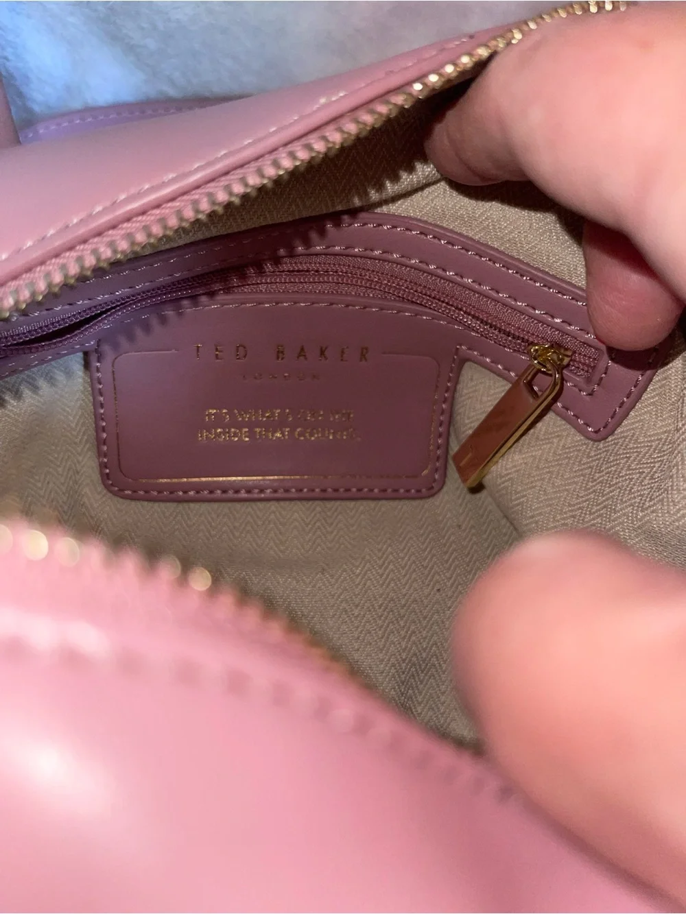 Ted Baker Blush Pink Leather Flower Hand or Shoulder Bag EUC